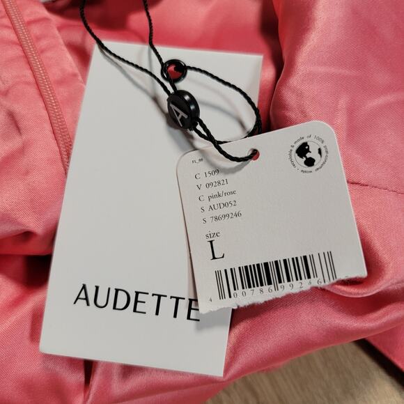 Audette Size Large Linen Tencel Eclipse Dress Ruche Coquette Ruffle Glam Party - Picture 10 of 14